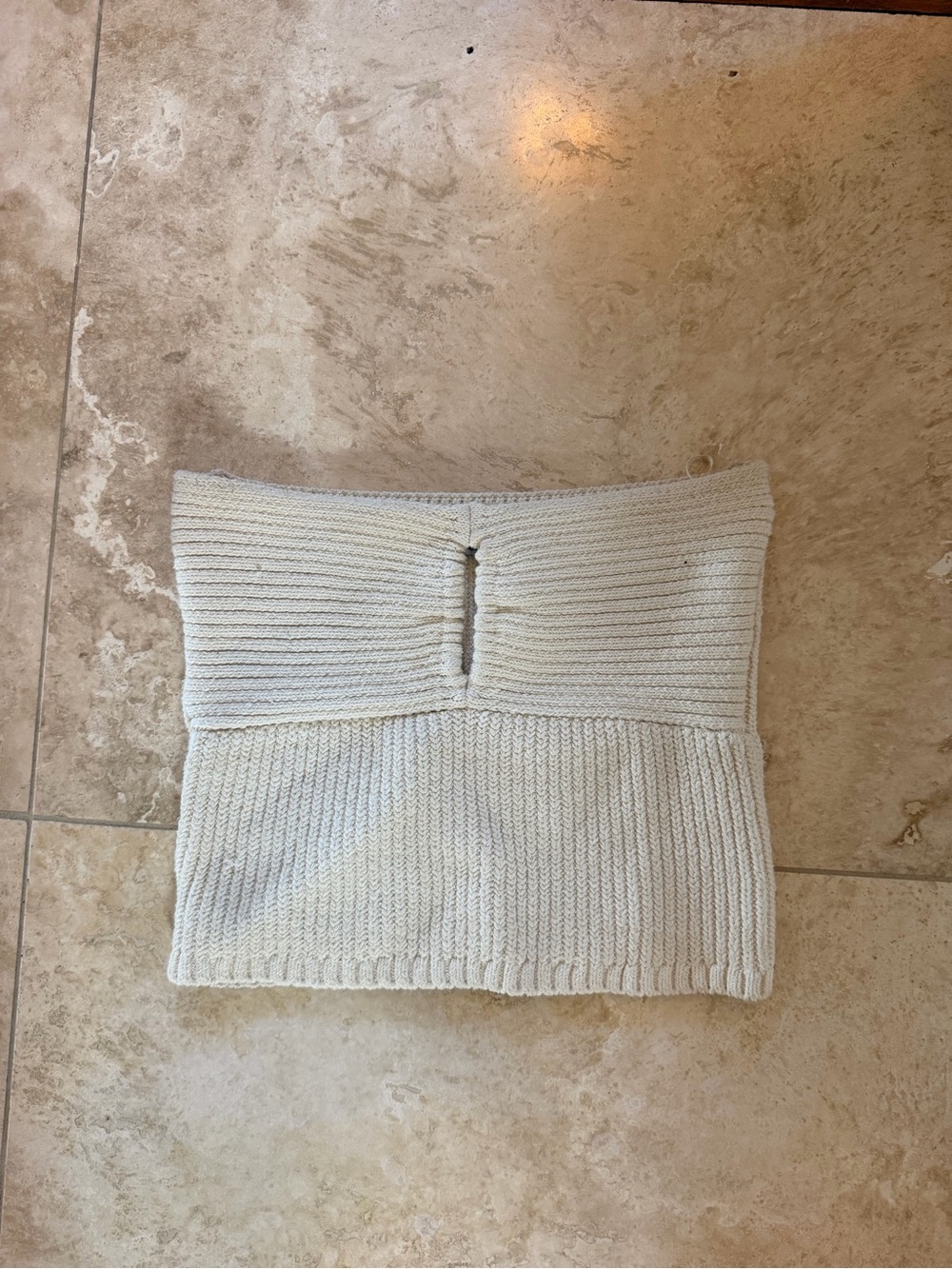 Zara Cream Knit Tube Top - Ribbed Detail